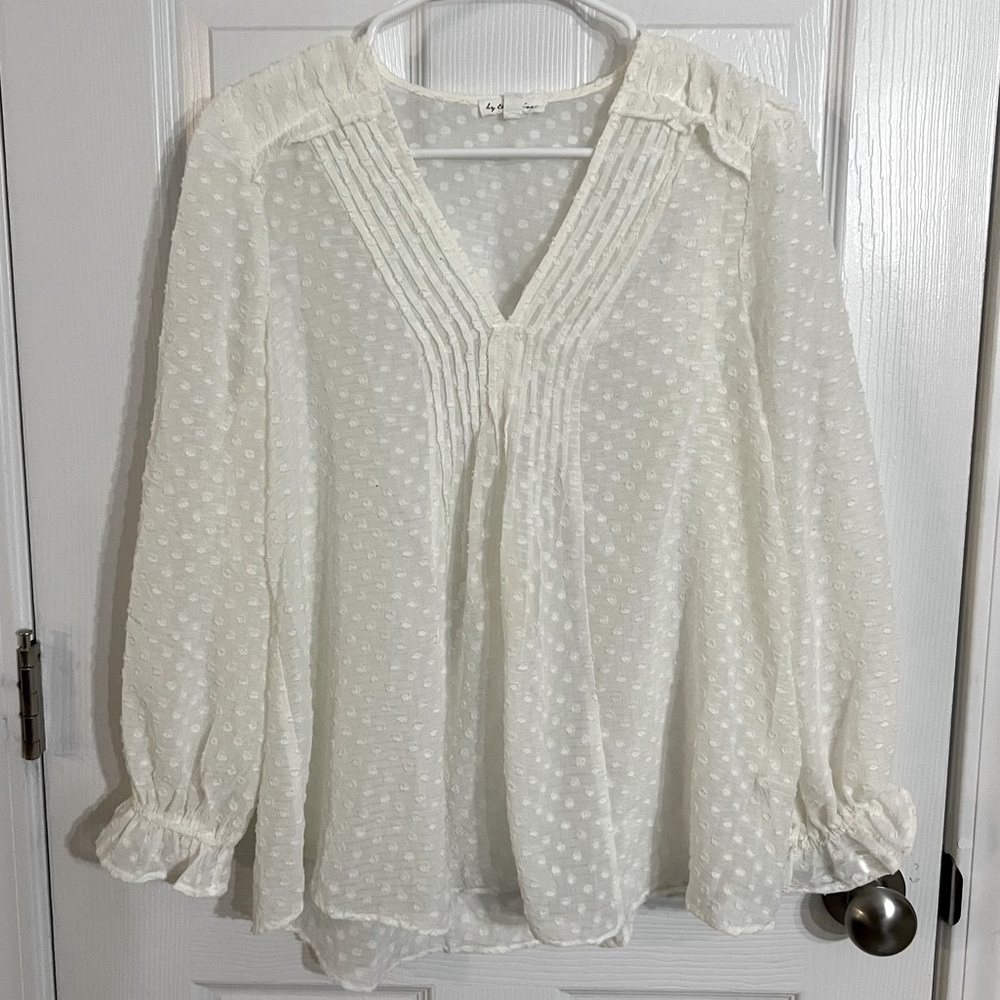 By the river white blouse too long sleeve flowy boho sheer small